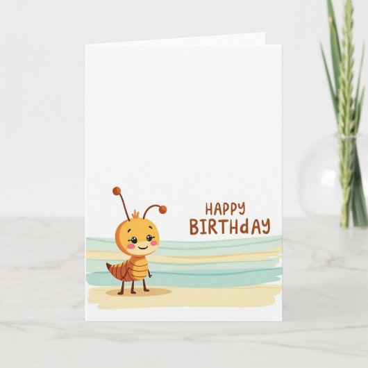 Carte d'anniversaire de créature ocrée mignonne (Devant)