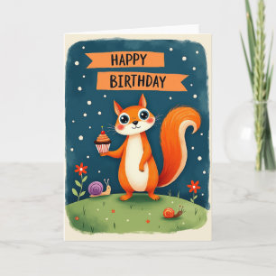 Carte d'anniversaire de créature orange