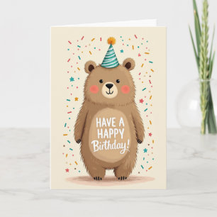 Carte d'anniversaire de créature poilue joyeuse