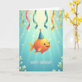 Carte d'anniversaire de créature souriante (Fleur jaune)