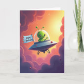 Carte d'anniversaire de créature spatiale joyeuse (Devant)