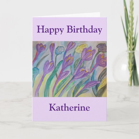 Carte d'anniversaire de Crocus de printemps Abstra (Devant)