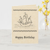 Carte d'anniversaire de croquis de bateau de (Fleur jaune)