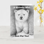 Carte d'anniversaire de CUB d'ours blanc (Fleur jaune)