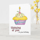 Carte d'anniversaire de Cupcake jaune (Fleur jaune)