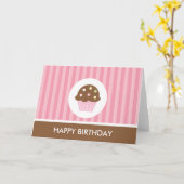 Carte d'anniversaire de Cupcake rose (Fleur jaune)