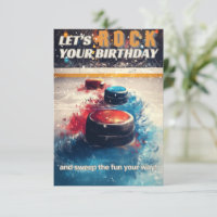 Carte d'anniversaire de curling