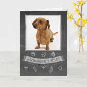 Carte d'anniversaire de Dachshund Chalkboard (Fleur jaune)