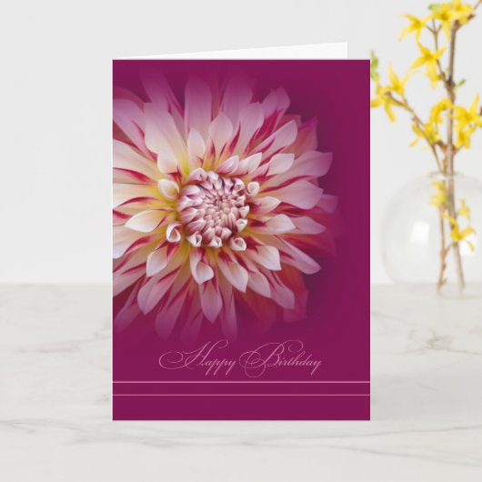 Carte d'anniversaire de dahlia (Fleur jaune)