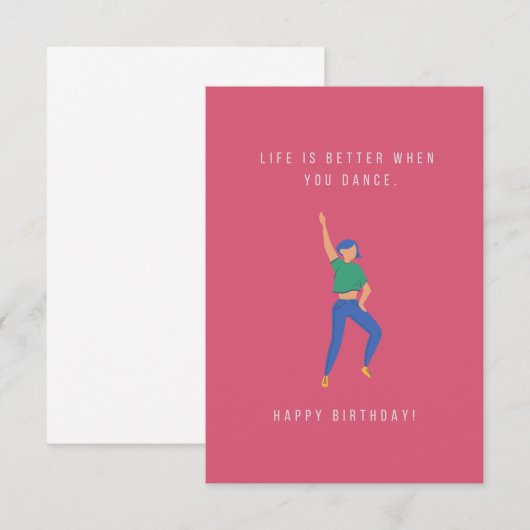 Carte d'anniversaire de danse (Devant / Derrière)