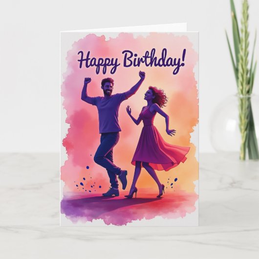 Carte d'anniversaire de danse joyeuse (Devant)