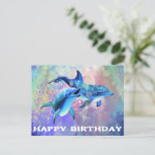 Carte d'anniversaire de dauphin avec des dauphins  (Debout devant)