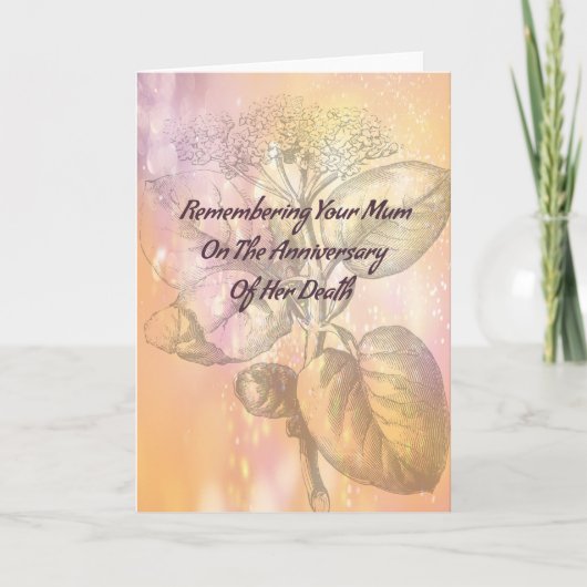 Carte d'anniversaire de décès pour maman en or (Devant)