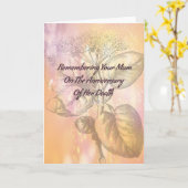 Carte d'anniversaire de décès pour maman en or (Fleur jaune)