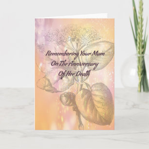 Carte d'anniversaire de décès pour maman en or