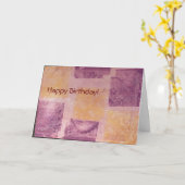 Carte d'anniversaire de design Carré violet et or (Fleur jaune)