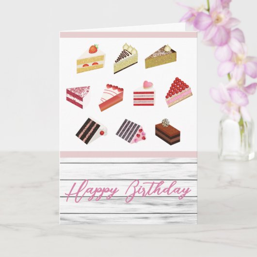 Carte d'anniversaire de dessert de gâteaux mignons (Orchidée)