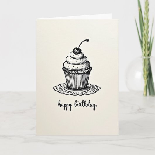 Carte d'anniversaire de dessert monochrome (Devant)