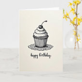 Carte d'anniversaire de dessert monochrome (Fleur jaune)