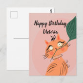  Carte d'anniversaire de dessin animé de feuille d (Devant / Derrière)