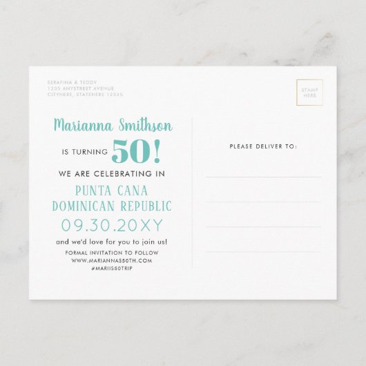 Carte d'anniversaire de destination Enregistrez la (Dos)