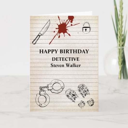 Carte d'anniversaire de détective dossier d'affair (Devant)