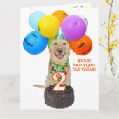 Carte d'anniversaire de deux ans pour animal domes (Fleur jaune)