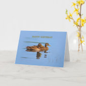 Carte d'anniversaire de deux canards (Fleur jaune)