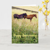 Carte d'anniversaire de deux chevaux (Fleur jaune)