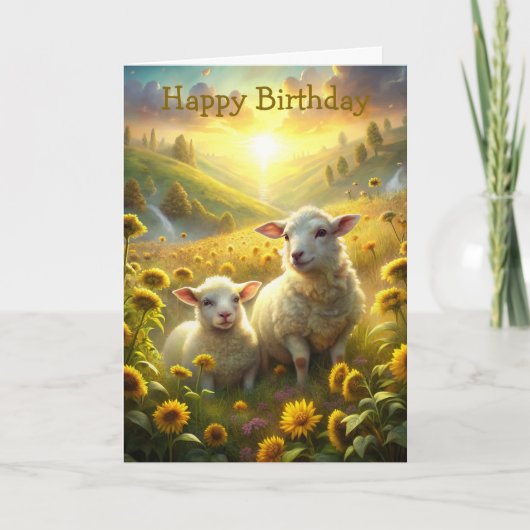 Carte d'anniversaire de deux moutons (Devant)