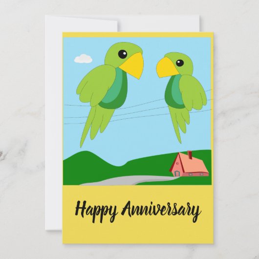 Carte d'anniversaire de deux perroquets (Devant)