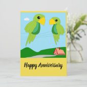 Carte d'anniversaire de deux perroquets (Debout devant)
