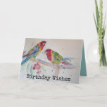 Carte d'anniversaire de deux perroquets Rosella<br><div class="desc">Deux perroquets Rosella Aquarelle sur une carte d'anniversaire de succursale. Conçu à partir d'un de mes aquarelles originales,  profitez!</div>
