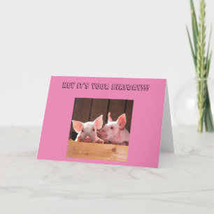 Carte d'anniversaire de deux porcelets heureux