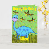 Carte d'anniversaire de Dinosaur (Fleur jaune)