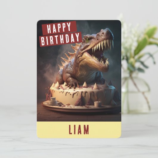 Carte d'anniversaire de Dinosaur (Debout devant)
