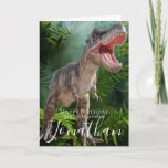 Carte d'anniversaire de Dinosaur Grandson<br><div class="desc">Carte d'anniversaire Dinosaur Grandson douceur dinosaure grand fils carte bébé personnalisée pour une petite fille. Cliquez sur le bouton "Customisez-le !" pour modifier la taille du texte,  la couleur du texte,  le style de police et plus encore !</div>