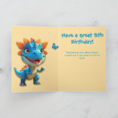 Carte d'anniversaire de dinosaure bleu mignonne po (Intérieur)