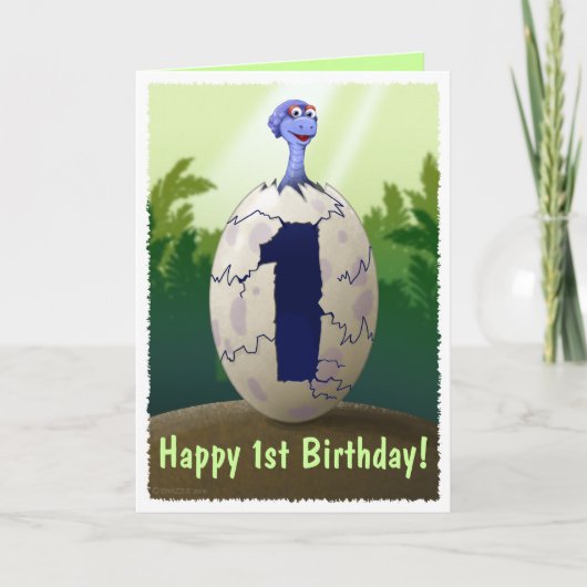 Carte d'anniversaire de dinosaure de bébé (Devant)