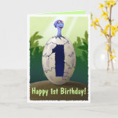 Carte d'anniversaire de dinosaure de bébé (Fleur jaune)