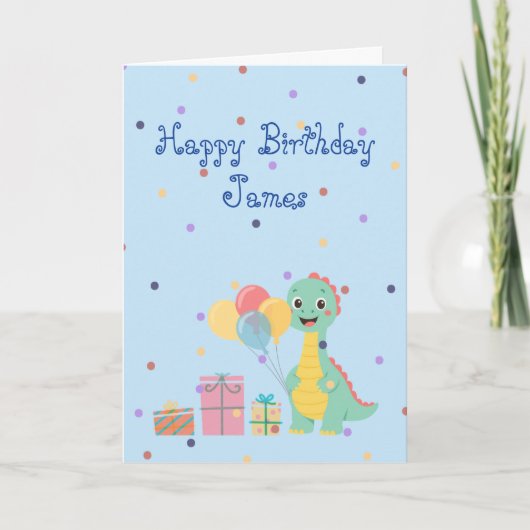Carte d'anniversaire de dinosaure mignon (Devant)