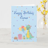 Carte d'anniversaire de dinosaure mignon (Fleur jaune)