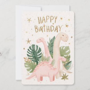 Carte d'anniversaire de dinosaure mignon