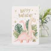 Carte d'anniversaire de dinosaure mignon (Debout devant)