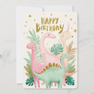 Carte d'anniversaire de dinosaure mignon