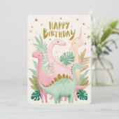 Carte d'anniversaire de dinosaure mignon (Debout devant)