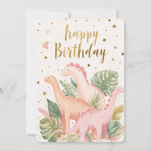 Carte d'anniversaire de dinosaure mignon