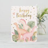 Carte d'anniversaire de dinosaure mignon (Debout devant)