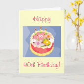 Carte d'anniversaire de Diva's Happy 90th (Fleur jaune)