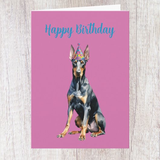 Carte d'anniversaire de Doberman mignonne